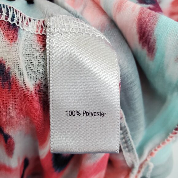 Jennifer Lopez Women 2X Pink Floral Sheer Overlay Blouse V-Neck Asymmetrical Top - Picture 6 of 15